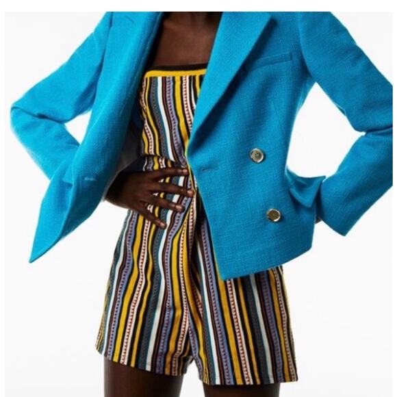 Zara Knit Multi Color Striped Romper Small Sleeveless Bohemian Lightweight - Picture 2 of 14